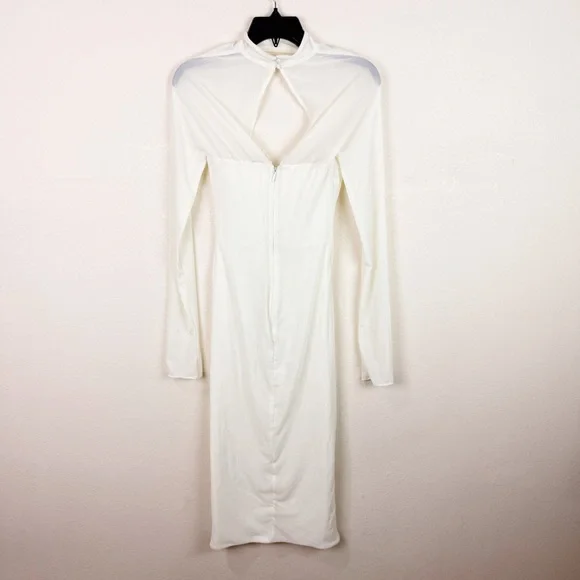 House of CB Milarose Dress Choker Long Sleeve Mesh Midi Dress Small - Picture 9 of 10